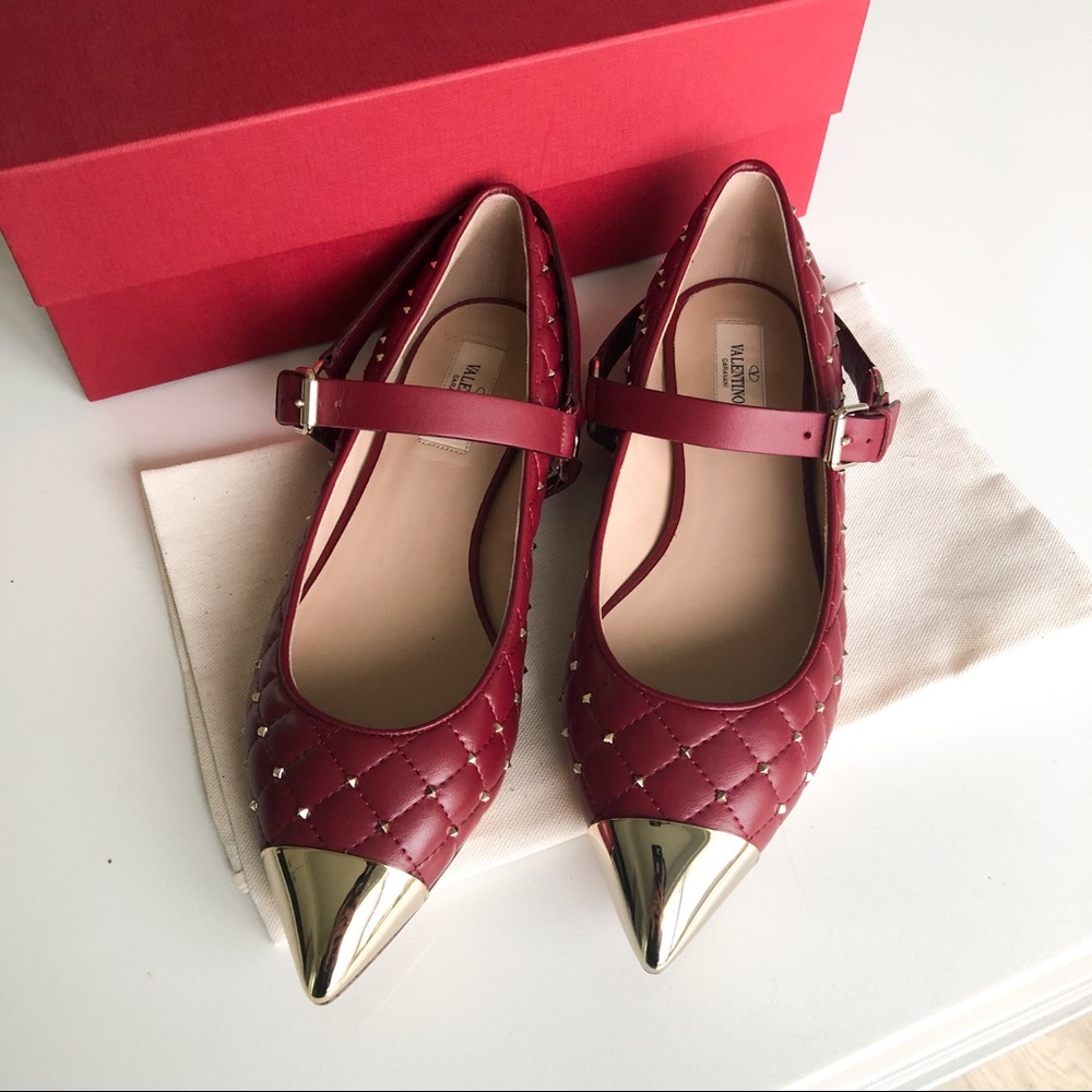Valentino Garavani Rockstud Cap Toe Ballet Flats - Picture 5 of 8